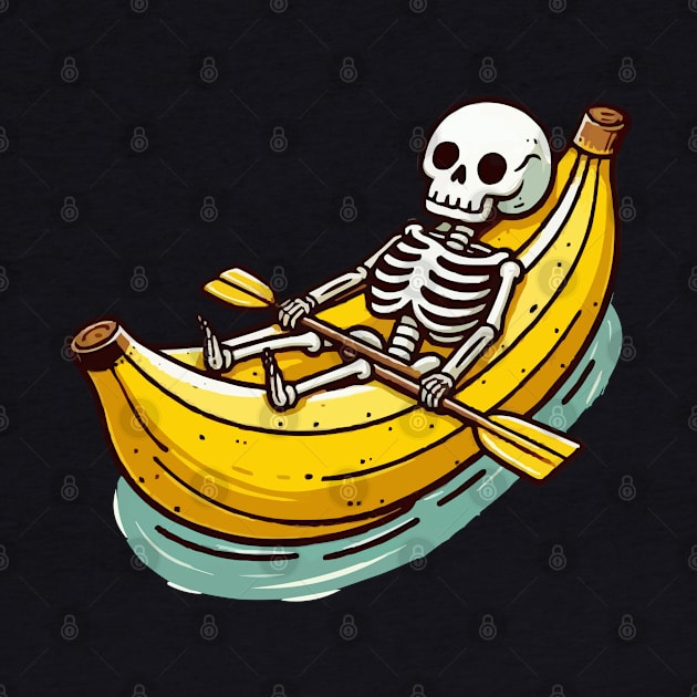 Funny Skeleton On Banana Canoe by fikriamrullah